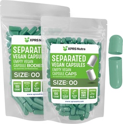 XPRS Nutra Vegan 大小 00 分离的卡普勒斯 - 100 个在袋中分离的 Premium 空卡普勒斯 - 00 用于 DIY 补充填充的 Pills (Sage Green)