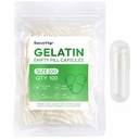 Size 00 Gelatin Empty Capsules - 100 Count Clear Empty Pill Capsules, Fillable Empty Gel Capsule for Homemade Vitamins & Powders, Easy for DIY Supplements