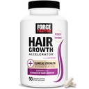 FORCE FACTOR 毛发生长加速器 女性和男性的多维他明,配有Lustriva, Biotin, 马尾和维生素A, B12, C, D & E 配有 Thicker 头发, Healter Skin & Nails, 90 Capsules