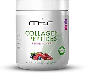 M+S Collagen Peptides Powder with Vitamin C and Hyaluronic Acid, 改进弹性, 头发, 皮肤, 钉子和联合 – 无糖, 1.29 Lb (Berries Flavor)