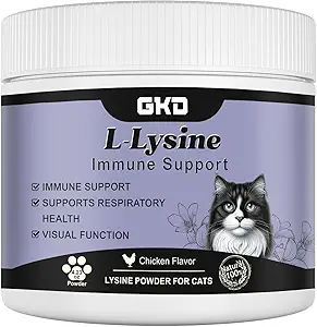 L-Lysine Powder for Cats, Immune Profession for Cats, Supports Immune and Eye 健康补充, Lysine Aid with Reductions Reduction, 缓解喷嚏和流鼻涕