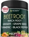 6in1 Beetroot 配有 Maca Root, Grape种子, Ginger, Turmeric 和 Black Pepper 的 心脏健康和免疫支持- 100 Vegan Capsules