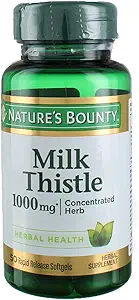 (原始内容存档于2019-03-05). Nature's Bounty Milk Thetle 1000mg 草药补充剂 Softgels - 50 CT