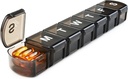 XL 每周药盒组织者 7 天, 1 周 Jumbo Pill Dispenser 案 一天1次, MOLN HYMY 每日药品容器 持有药品、维生素、鱼油和补充品(黑色)