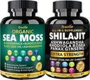 Sea Moss & Shilajit for Energy Boost, Irish Sea Moss with Black Seed Oil | Ashwagandha, Bladderwrack & Burdock Root, Himalayan Shilajit Complex with Rhodiola, Ginseng & Cordyceps, 2-Pack Capsules
