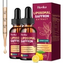 2 Pack Liposomal Saffron Supplements - 88.5mg Saffron Extract Liquid Drops with L-Theanine, Chamomile, Vitamin C, B6, B12 & D3 - Lemon Flavor