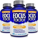 Focus因子成人脑和视觉补充,120 Counter-Eye 维生素,矿物补充,与Lutein & Zeaxanthin的完整多维素 – Focus, Content, Memory (3 Pk)