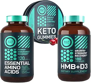 WILD FUEL HMB 配有维生素D3,氨酸复合物和Keto MCT 油胶动力和回收包