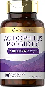 Carlyle Acidophilus 女性和男性消化健康原生素 → 2亿 CPU → 180 快速释放 Capsules → Non-GMO & Gluten Free