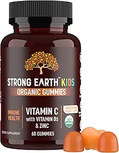 YUM-V's Kids Stronth Earth - 有机免疫健康 配有维生素C,维生素D3 Plus Zinc - 配有: 免疫系统 boost Zinc,维生素C,维生素D Gummys - Gummy 多维特敏(60个伯爵)