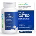 NatureCity True-Osteo Plant-Based Supplements for Bone Strige QQ藻类钙和镁,植物基维生素D3,维生素K2,硅基在胃上的热量(120 Vegie Capsules)