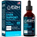 Liver Cleanse Detox & Reference - Herbal Liver 支持牛奶硝酸盐补充剂 - Silymarin 牛奶硝酸盐补充剂 Dandelion Root, Chanca Piedra, Turmeric Root & Artichoke 提取剂 - 2 Fl Oz by E2H