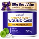 PURESKIN Manuka Honey Wound Care Ointment 2.82 oz (80 g): Manuka Honey Medical Grade Gel for Wounds, Cuts, Scrapes & Burns with Allantoin 0.5%, Tallow & Vitamin E - Fragrance-Free