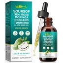 Organic Soursop Bitters Drops for Energy & Wellness | 10 Herbal Extracts Blend Including Sea Moss, Moringa, Turmeric | Daily Immune & Digestive Support | Non-GMO | 2 Fl Oz