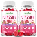 2 Pack Potassium Gummies 1000mg, Potassium Bicarbonate Supplement for Adults & Kids, Support Electrolyte Balance & Muscle Heath, Sugar-Free, Raspberry Flavor, 120 Count
