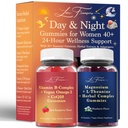 Day & Night Multivitamin Gummies for Women 40+ - 24 Hours Supplement with Methyl B Complex Vitamins, Magnesium Glycinate, L-Theanine, Omega3 for Daytime Energy & Nighttime Zzz - Vegan, Sugar-Free