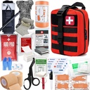 IFAK Trauma kit with Tourniquet | Israeli bandage | Splint | Compressed gauze | bleeding control bandages for Tactical First Aid Kit camping, hunting, hiking (Red)
