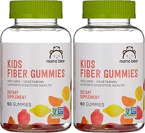 Brand - Mama Bear - Kids Fiber Gummys - 支持消化健康,橙色,60 Counters (Pack of 2).