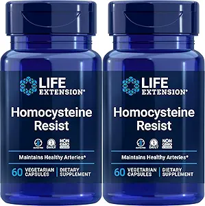 生命延长型Homocysteine Resist, 60 Vegetarian Capsules (Pack of 2) 维生素B2, B6 & B12 + Folate - 一次每日,非GMO, Gluten-Free