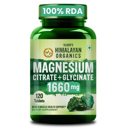 Vlado’s Himalayan Organics Magnesium Citrate + Glycinate + Oxide Complex 1660 mg - Triple Magnesium Complex Supplement For Men And Women I Clinically Proven tablets For Sleep, Cramps, Recovery, Nerve & Muscle Function - 120 Vegetarian Tablets