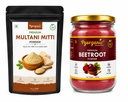 Pyorganics 250g Organic Beet Root Powder (Free Multani Mitti Pack) For Drinking, Lips Care Beetroot Juice, Red Beet Powder Super Beets Blend Natural Organico for Smoothies, Energy & Daily Wellness