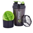 Gym Spider Shaker Bottle 500ml with Extra Compartment | Spider Cyclone Protein Shaker Bottle | Preworkout, BPA Free Gym Sipper - Color May Vary
