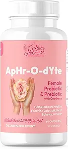 Mila Miamor ApHr-O-dYte 配有 Cranberry 的妇女亲生和预生-无Gluten-Free,非GMO 女性健康补充,pH平衡,食臭控制,尿液Tract-60 Capsules
