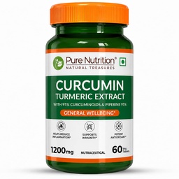 Pure Nutrition Curcumin Supplements with Piperine | Turmeric Supplement for Joint, Immune & Inflammation Support | Curcumin Tablets for Daily Wellness | Anti Inflammation Supplements - 60 Tablets