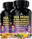 Sea Moss Capsules – 17-in-1 Blend with Black Seed Oil Ashwagandha Bladderwrack Burdock 根图尔默克 维他命 D3 K2 C 代表每日健康 – 男女多矿物质补充 – 240 计数