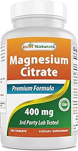 最佳天然镁(Citrato de Magnesio)400毫克 250块(元素镁每2块400毫克)(1)