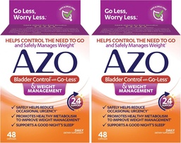 AZO Bladder Control with Go-Less® & Wight Management discription Supplory – 帮助减少不时的紧急性 * – 推动健康的代谢 * – 支持晚安 * – 48 Capsules (Pack of 2).