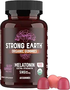 YUM-V的有机梅拉托宁睡眠援助Gummys,成人超强梅拉托宁Gummy - Vegan Non GMO Sleep Melatoni Gummys for Sleeping Support Berry 5 MG - 60 Counters