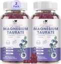 2 Pack Magnesium 补充剂 - Magnesium Taulate Magnesium Glycincium Gummys 配有 Magnesium Apartate, Malate, Chewable Magnesium Complex for Sleep, Muscle, 和心脏健康支持