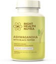 右健康 Nutra Ashwagandha Capsules - 60 Counter - 1300mg 个人服务 - Ashwagandha 男女使用黑辣椒进行最大吸收 - 在美国制造的补充