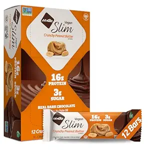 NuGo Slim 暗巧克力 花生酱 17g Vegan 蛋白质 3g 糖 7g 纤维 180卡路里 低网卡布 格卢滕自由 12 Counter