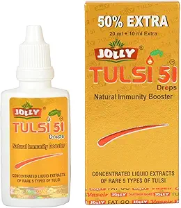 Jolly Tulsi 51 Drops 21 ML 0.71 fl. oz QQ 集中液体提取 5 类稀土拉西圣巴西尔用于刷新 Tulsi 茶