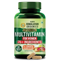 Vlado’s Himalayan Organics Liposomal Multivitamin for Women with 75+ Ingredients | Vitamin B1, B2, B3, B5, B6, B9, B12, C, D3, E, K2, Biotin, Calcium, Magnesium, Iron, Zinc | 9+ Powerful Blends | Energy, Immunity, Hair Skin & Nails Support | 60 Veg Capsules