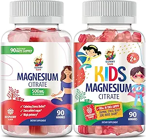 SUNNY SAM Gummys for Kids and Magnesium Gummys for adderns - 500mg - 平静的 镁 Chews - 镁 CCTLTLE Mood & Muscle 支持补充材料