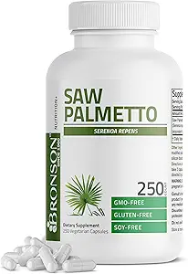 Bronson Saw Palmetto 外力支持健康前列腺功能和尿液健康支持 - 非转基因生物,250个植物卡普尔