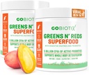 GOBIOTIX 超级绿与红粉 - 红与绿色超级食品 - 亲生补充剂 - 消化酶和甜菜根粉 - 有机全食补充剂(芒果,2 Pack)