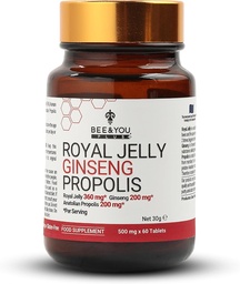 Bee and You Royal Jelly with Ginseng Plate, Propolis Expless, 60ct, 100%天然超食品, Ultra Pure, 免疫辅助剂, 抗氧化剂, Keto, Paleo, Gluten-Free