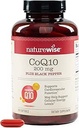 NatureWise CoQ10 200mg + Black Pepper Softgels - 高吸收性Coenzyme Q10 + Black Pepper - 心脏健康抗氧化剂 + 细胞能 - Vegan, Non-GMO, Gluten-Free - 200 Count [200-Day Supply] (英语).