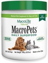 MacroLife Naturals MacroPets Greens Superfood Supplement Powder Topper for Dog Cat Small Mammal, Natural Nutrition Boost Probiotics Digestive Enzymes Vitamin E - Immune Gut Health & Energy - 6.35oz