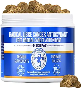 Dog Cancer Detox Antioxidants + Free Radical Blocker. No Chemicals All Natural, Holisitic. All Ages. Benefits Wellness. Vet Recommended, Nutritionist Formula. Low Calorie