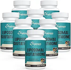 2400 MG Liposomal Glutathione Softgels, Max 吸收, 活性形式 L-Glutathione 降低(GSH), 含Hyaluronic酸,Resveratrol, 抗氧化剂用于解毒,脑,免疫系统, 480 软胶