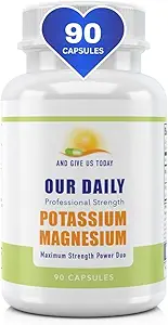 我们的日报Vites 镁钾综合体 90 Capsules 补充高吸收性镁 Apartate Oxide 支持 Vascular Health & Leg Cramp Potassium Apartate 氯化物