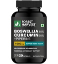 Boswellia 85% & Curcumin 95% with Piperine | 1000 mg per Serving | 120 Veg Capsules | Joint & Inflammation Support | High-Potency, 100% Vegan