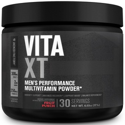 Jacked Factory Vita XT 性能维生素粉 - Daily multivitamin Powder for Men with KSM-66 Ashwagandha, Prebiotive Fiber, 维生素A, C, D, K, B6, B12, & More - 水果扑克, 30Sv