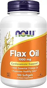 Now Foods 补充品,Flax Oil 1 000毫克用有机Flax Oil、心血管支持*、100软胶制成