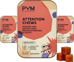 PYM 关注 Chews 支持 Procastination, Focus and probility, 60 Count → 518mg L-Carnitine, 54mg Tyrosine, 11mg L-Taurine - Cafeine - Free → QQ全自然摩德靴子 在美国制造